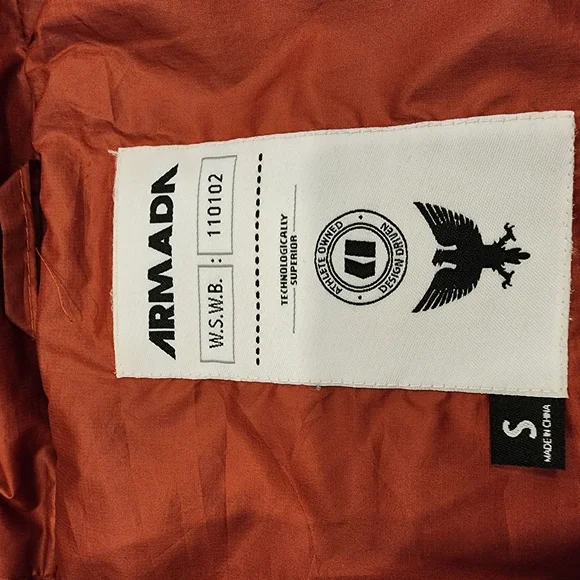 Mid Season Puff Jacket. Rust And Cream. - Picture 2 of 4